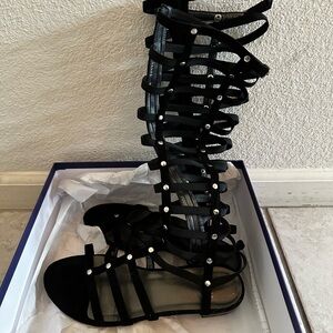 Stuart Weitzman Black Strappy Sandals